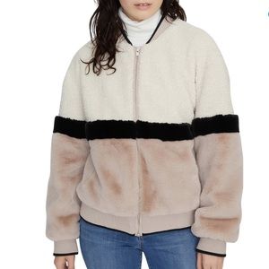 NWT Sanctuary Blockparty Faux Fur Bomber